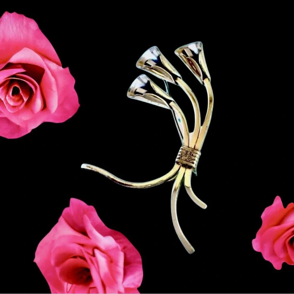 RENOIR Sauteur Vintage Brooch Sterling Silver Calla Lily Pin Signed Modernist